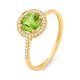 Anillo Rosetón de oro amarillo de 18 Kt con piedra de color y diamantes de 0,12 ct