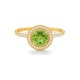 Anillo Rosetón de oro amarillo de 18 Kt con piedra de color y diamantes de 0,12 ct