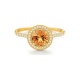 Anillo Rosetón de oro amarillo de 18 Kt con piedra de color y diamantes de 0,12 ct