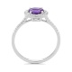 Anillo Rosetón de oro blanco de 18 Kt con piedra de color y diamantes de 0,12 ct