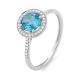 Anillo Rosetón de oro blanco de 18 Kt con topacio de 0,96 ct y diamantes de 0,12 ct
