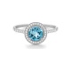 Anillo Rosetón de oro blanco de 18 Kt con topacio de 0,96 ct y diamantes de 0,12 ct