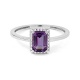 Anillo Rosetón de oro blanco de 18 Kt con piedra de color y diamantes de 0,05 ct