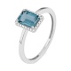 Anillo Rosetón de oro blanco de 18 Kt con piedra de color y diamantes de 0,05 ct