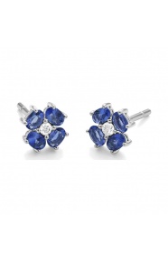 Pendientes de oro blanco de 18 Kt con piedra de color y diamantes de 0,06 ct