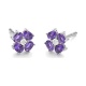 Pendientes de oro blanco de 18 Kt con piedra de color y diamantes de 0,06 ct