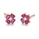 Pendientes de oro rosa de 18 Kt con rubí de 0,79 ct y diamantes de 0,06 ct
