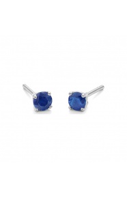 Pendientes Dormilonas de oro blanco de 18 Kt con piedra de color