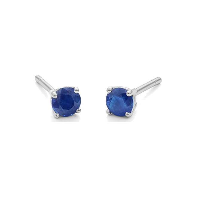 Pendientes Dormilonas de oro blanco de 18 Kt con piedra de color