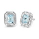 Pendientes de oro blanco de 18 Kt con piedra de color y diamantes