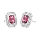 Pendientes de oro blanco de 18 Kt con piedra de color y diamantes