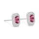 Pendientes de oro blanco de 18 Kt con piedra de color y diamantes