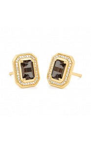 Pendientes de oro amarillo de 18 Kt con piedra de color y diamantes de 0,19 ct