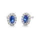 Pendientes Rosetón de oro blanco de 18 Kt con piedra de color y diamantes de 0,05 ct