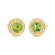 Pendientes Rosetón de oro amarillo de 18 Kt con piedra de color y diamantes de 0,13 ct