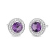 Pendientes Rosetón de oro blanco de 18 Kt con piedra de color y diamantes de 0,13 ct