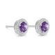 Pendientes Rosetón de oro blanco de 18 Kt con piedra de color y diamantes de 0,13 ct