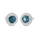 Pendientes Rosetón de oro blanco de 18 Kt con piedra de color y diamantes de 0,13 ct