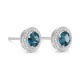 Pendientes Rosetón de oro blanco de 18 Kt con piedra de color y diamantes de 0,13 ct