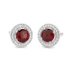 Pendientes Rosetón de oro blanco de 18 Kt con piedra de color y diamantes de 0,13 ct