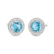 Pendientes Rosetón de oro blanco de 18 Kt con topacio de 1,10 ct y diamantes de 0,13 ct