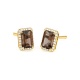 Pendientes Rosetón de oro amarillo de 18 Kt con piedra de color y diamantes