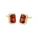 Pendientes Rosetón de oro amarillo de 18 Kt con piedra de color y diamantes