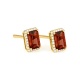 Pendientes Rosetón de oro amarillo de 18 Kt con piedra de color y diamantes
