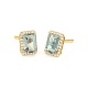 Pendientes Rosetón de oro amarillo de 18 Kt con piedra de color y diamantes
