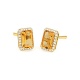 Pendientes Rosetón de oro amarillo de 18 Kt con piedra de color y diamantes