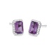 Pendientes Rosetón de oro blanco de 18 Kt con piedra de color y diamantes de 0,10 ct