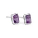 Pendientes Rosetón de oro blanco de 18 Kt con piedra de color y diamantes de 0,10 ct