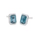 Pendientes Rosetón de oro blanco de 18 Kt con piedra de color y diamantes de 0,10 ct