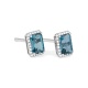 Pendientes Rosetón de oro blanco de 18 Kt con piedra de color y diamantes de 0,10 ct