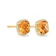 Pendientes Rosetón de oro amarillo de 18 Kt con piedra de color y diamantes