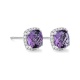 Pendientes Rosetón de oro blanco de 18 Kt con piedra de color y diamantes de 0,11 ct