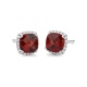 Pendientes Rosetón de oro blanco de 18 Kt con piedra de color y diamantes de 0,11 ct