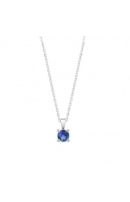 Colgante Solitario de oro blanco de 18 Kt con piedra de color