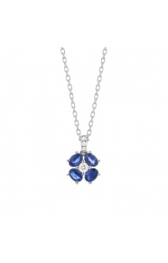Colgante de oro blanco de 18 Kt con zafiro azul de 0,37 ct y diamantes de 0,04 ct