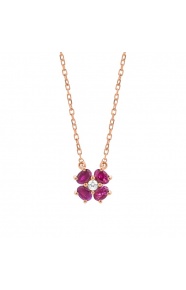 Colgante de oro rosa de 18 Kt con rubí de 0,42 ct y diamante de 0,03 ct