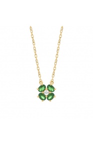 Colgante de oro amarillo de 18 Kt con esmeralda de 0,23 ct y diamante de 0,03 ct