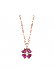 Colgante de oro rosa de 18 Kt con rubí de 0,42 ct y diamantes de 0,04 ct