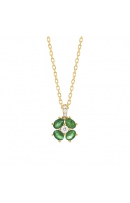 Colgante de oro amarillo de 18 Kt con esmeralda de 0,23 ct y diamantes de 0,04 ct