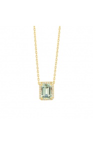 Colgante Rosetón de oro amarillo de 18 Kt con piedra de color y diamantes de 0,05 ct