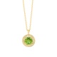 Colgante Rosetón de oro amarillo de 18 Kt con piedra de color y diamantes de 0,07 ct