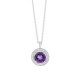 Colgante Rosetón de oro blanco de 18 Kt con piedra de color y diamantes de 0,07 ct