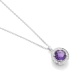 Colgante Rosetón de oro blanco de 18 Kt con piedra de color y diamantes de 0,07 ct