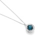 Colgante Rosetón de oro blanco de 18 Kt con piedra de color y diamantes de 0,07 ct