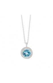 Colgante Rosetón de oro blanco de 18 Kt con topacio de 1,00 ct y diamantes de 0,07 ct