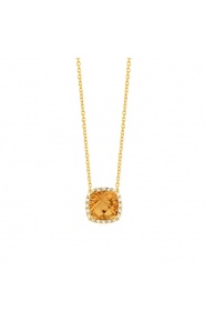 Colgante Rosetón de oro amarillo de 18 Kt con piedra de color y diamantes de 0,05 ct